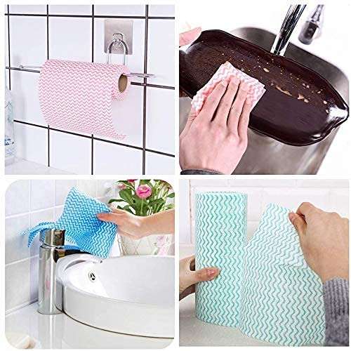Sakar Sales Non- Woven Disposable Reusable Towels Kitchen Cleaning Multi-Uses Dish Cloths Washable Towel Roll (Set of 1). 4