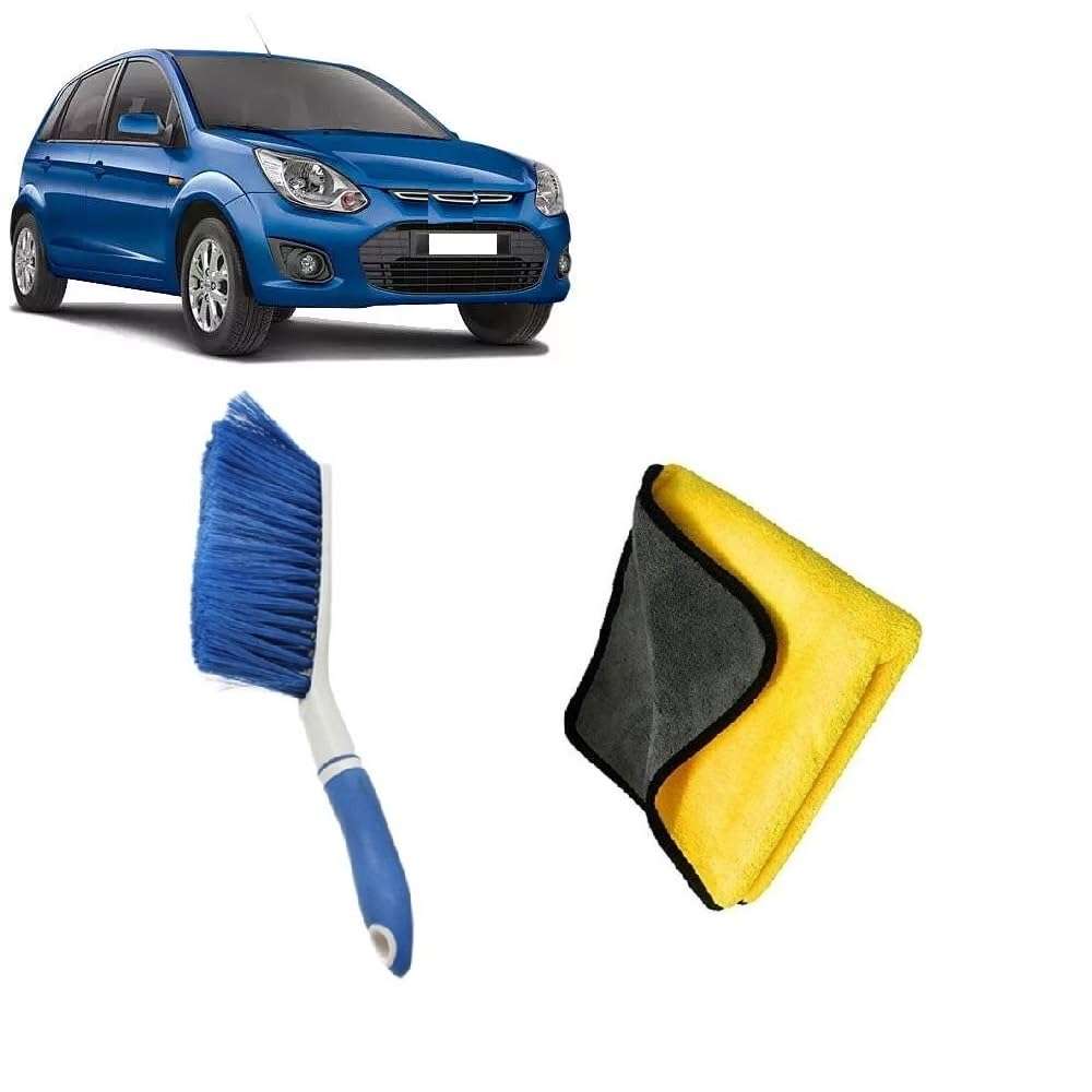 MotoshozX Car Washing Cleaning Microfiber Towel Cloth with Seat | Carpet Brush Suitable for Ford Figo T1 [Combo] 1