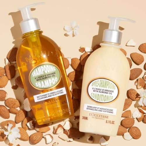 L'Occitane Almond Shampoo With Almond Oil For All Hair Types : Enhance Shine | Lightweight Hair | Gently Cleanse | Irresistible Almond Scent, Pack Of 1 4