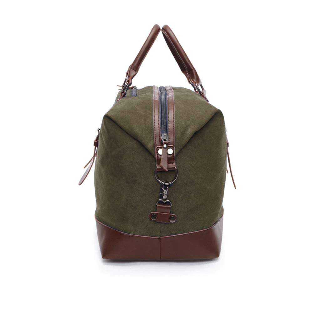 Style Homez American Pure Leather Canvas Weekender Duffle Over Size Luggage Bag, Vintage Style 45 litres Navy Green Color (for Men and Women) 3