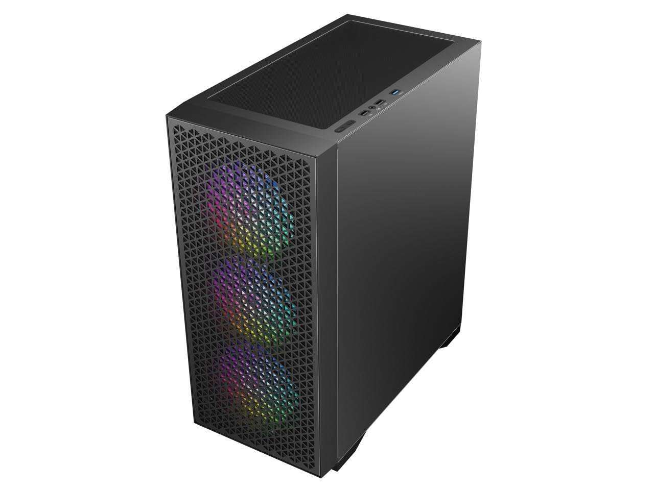 DIYPC DIY-F08-BK Black USB3.0 Tempered Glass ATX Gaming Computer Case w/ 4 x ARGB 120mm Fans (Pre-Installed) 6
