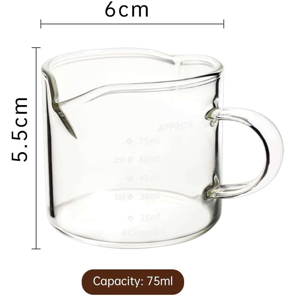 BeanZeek 2 Pack Espresso Measuring Glass Cups, Coffee Measuring Cups 75ml Capacity Each 3