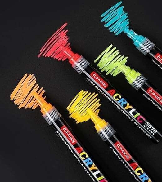 ADOERE Acrylic Paint Marker Pens, Medium Point Tip Art Markers for DIY Glass, Ceramic, Rock, Wood, Canvas, Metal, Fabric, Highly Pigmented Acrylic Pens (Multicolour) (Pack Of 24) 5