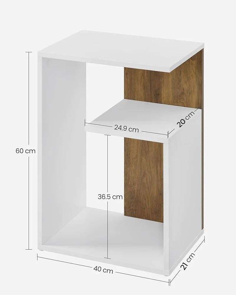 Wooden Side Table - Night Stand & End Table Organiser - Space Saver Storage Organizer - Bedside Furniture for Bedroom,Living Room,Hallway, 60x21x40 cm 4