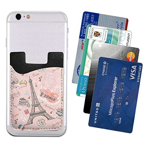 NEIGHBOR Romantic Paris Phone Card Holder, Stick On ID Credit Card Wallet Phone Case Pouch Sleeve Pocket for iPhone, Android and All Smartphones 2