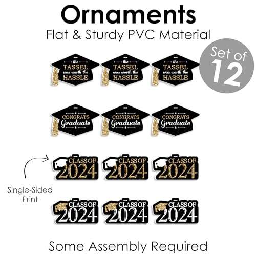 Big Dot of Happiness Tassel Worth The Hassle - Gold - 2025 Graduation Decorations - Tree Ornaments - Set of 12 5