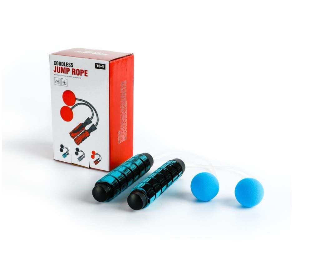 Ropeless Jump Rope and Exercise Resistance Band Set, At Home Workout Gym Equipment for Men and Women, Smooth Cordless Skipping Rope, Durable Elastic Stretch Band, Portable Travel Training Kit 1