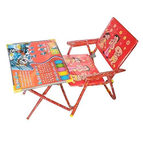 Kids Durable Wooden Folding Study Table Chair Set (2-8Years) - Large-RED- Made in India