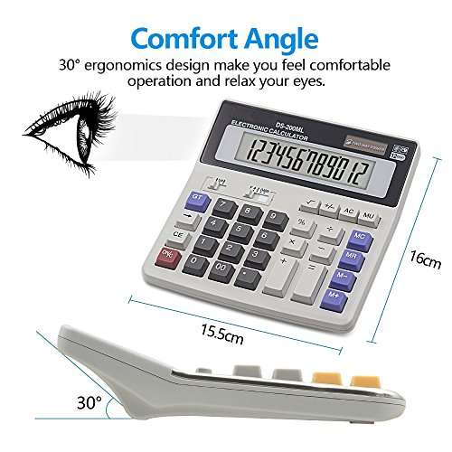 Calculator, Basic Desktop Calculator, Solar Battery Dual Power with 12-Digit Large LCD Display and Large Computer Keys Office Calculator by Ebristar (Battery Included) 3