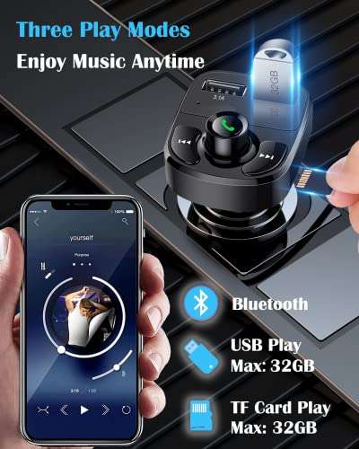 Handsfree Call Car Charger,Wireless Bluetooth FM Transmitter Radio Receiver,Mp3 Audio Music Adapter,Dual USB Port Compatible for All Smartphones,Samsung Galaxy,LG,HTC,etc. 3
