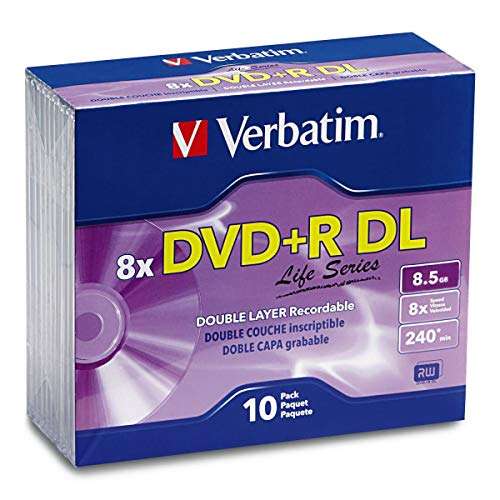 Verbatim Life Series DVD+R DL Disc Slim Case, Pack of 10