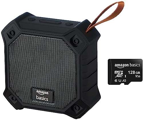 Amazon Basics 128GB microSDXC Memory Card with Full Size Adapter && 5W Bluetooth 5.0 Speaker, Upto 36 Hrs Playtime, True Wireless Technology, Built in Mic, Multiple Connectivity Modes (Black) 1