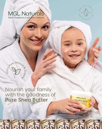 MGL Naturals Unrefined African Shea Butter Ivory whipped, 100% Raw, Organic | Apple and honeysuckle scented. Moisturizing body and hair butter from Ghana. 11 oz / 300g 6