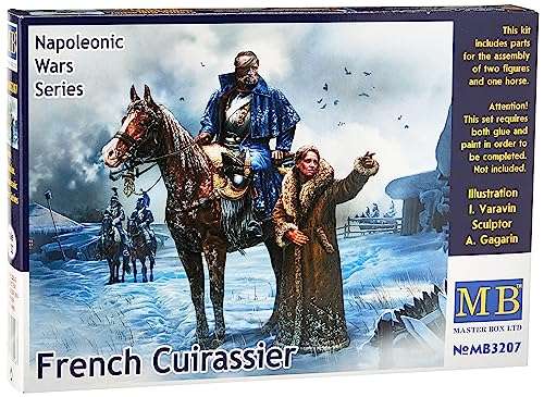 Master Box Models "French Cuirassier Napoleonic Wars Series - 2 Figures Set Plus Horse Model Kit (1:32 Scale) 1