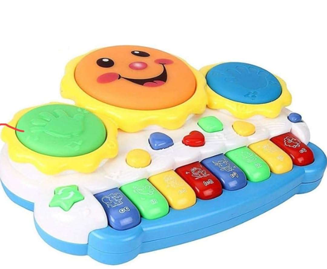 Ruhani Musical Drum Keyboard & Piano Drum Toys-Sounds and Songs, with Flashing Lights, Learning Instruments Toy for Kids(Multi Colour 5