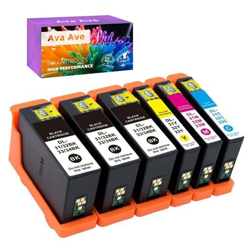 Compatible Dell v525w Ink Cartridges Replacement for Dell Series 31 32 33 34 Ink Cartridges Work for Dell V525W, V725W, All-in-One Wireless Inkjet Printer 1