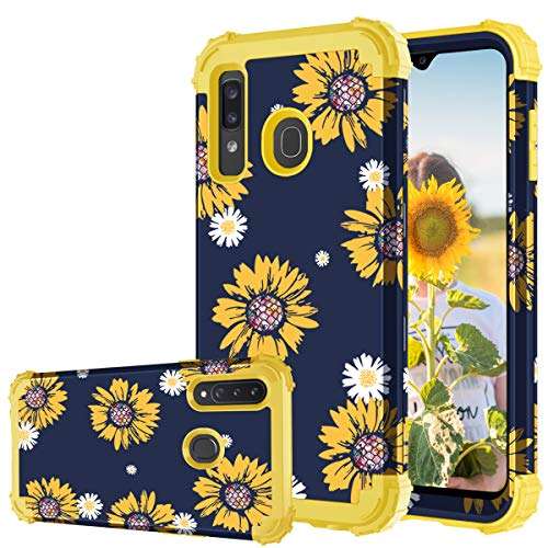 Fingic for Samsung A20 Case,Samsung Galaxy A20/A30/A50 Case Sunflower 3 in 1 Heavy Duty Hard PC Soft Silicone Rugged Bumper Full-Body Shockproof Protective Phone Case for Galaxy A50/A30/A20,6.4"Yellow 1