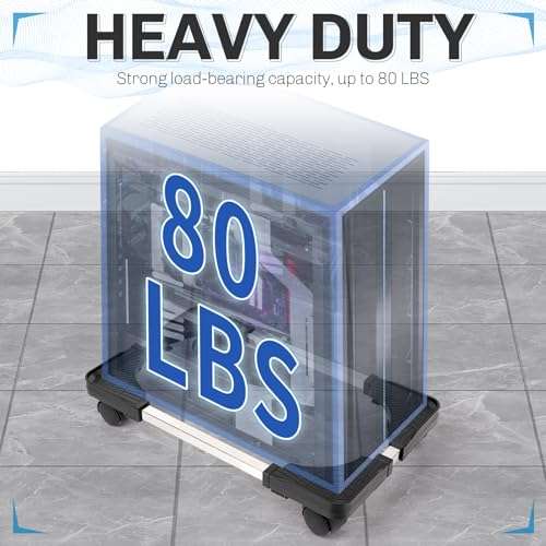 Liitrton Mobile CPU Stand Adjustable Computer Tower Stand with 4 Caster Wheels Fits Most PC (Black) 5