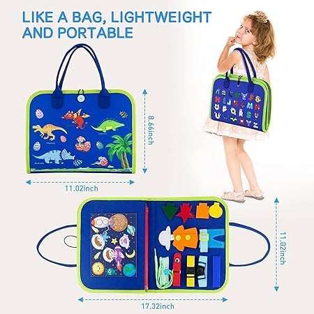 Montessori Busy Board for Toddlers | Sensory Activity Book for Kids Ages 1-4 | Fine Motor Skills Toy for Travel, Autism, Preschool Learning & Quiet Play | Educational Busy Book for Learning 5