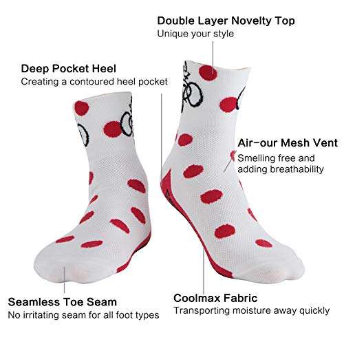 LIN 4 Pack Cycling Socks for Men & Women - Performance Moisture Wicking CoolMax Ankle Socks for Mountain Road Bike Sports 4