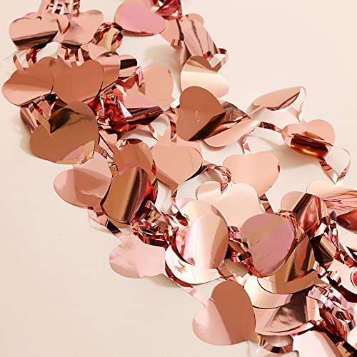FRNDZMART Rose Gold Party Curtains, Pack of 4, Romantic Heart Hangings, for Girlfriend, Wife | 6 x 3 ft Long, Foil Fringe Curtains 5