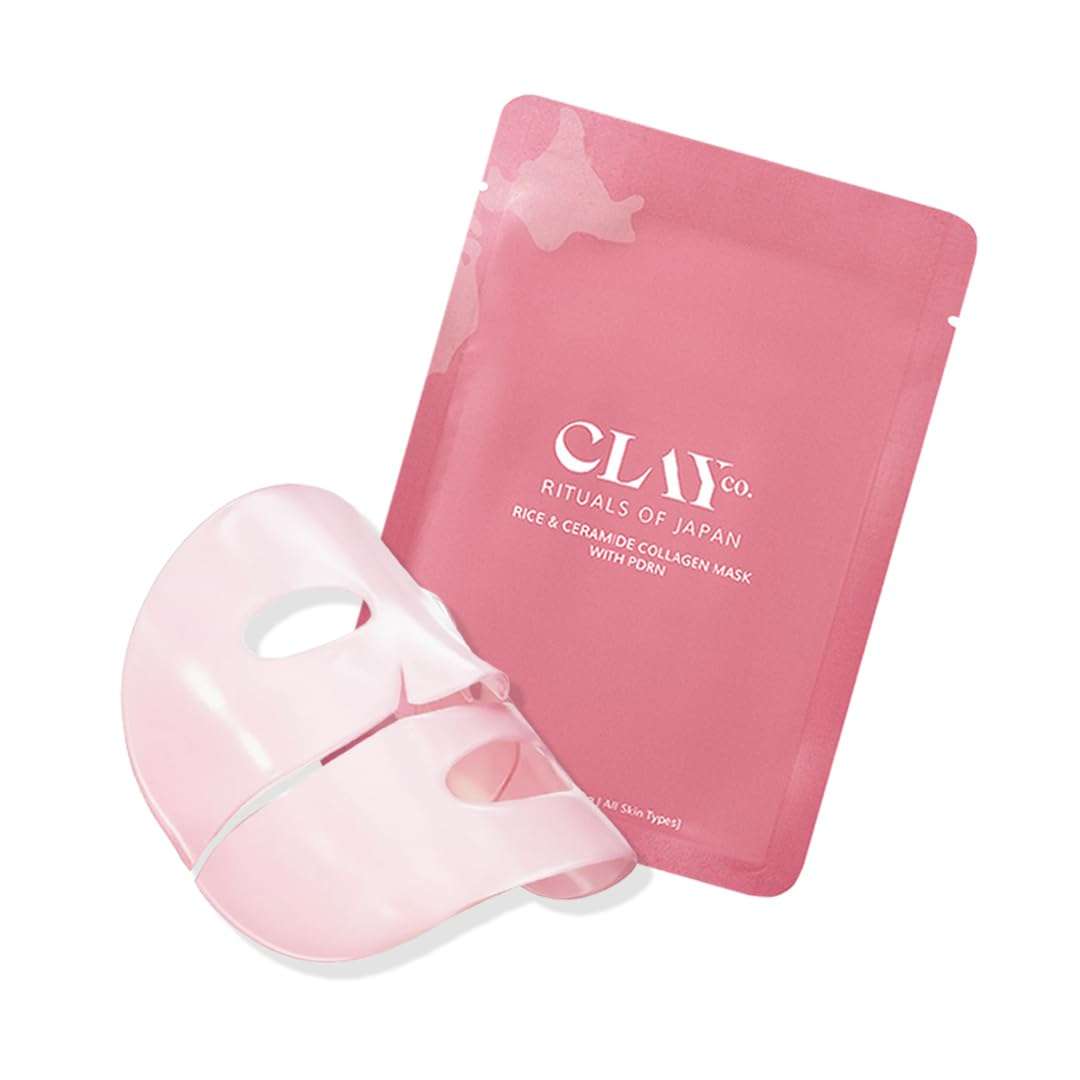 ClayCo Rice & Ceramide Collagen Sheet Mask | Hydrating & Brightening Face Mask with PDRN | Niacinamide & Hyaluronic Acid | 35 g 1