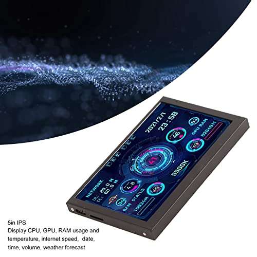 PC CPU Data Monitor, 5 inch USB Mini Screen AIDA64 PC CPU HDD Data Monitor Computer Temperature Display 6