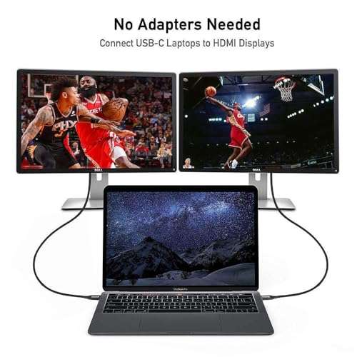 QGeeM USB C to HDMI Cable Adapter 6FT 4K, USB Type C to HDMI Thunderbolt 3/4 Compatible for iPhone 16,Galaxy,MacBook Pro/air,IPad Pro, 6