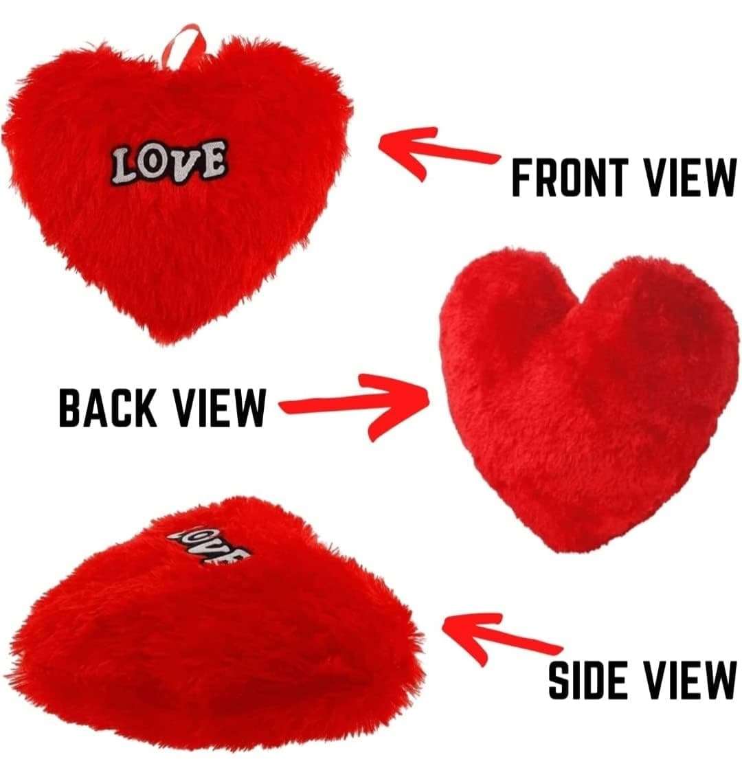 Valentine Special Huggable Love Heart Shape Soft Plush Stuffed Cushion Pillow Toy in Red Color 4