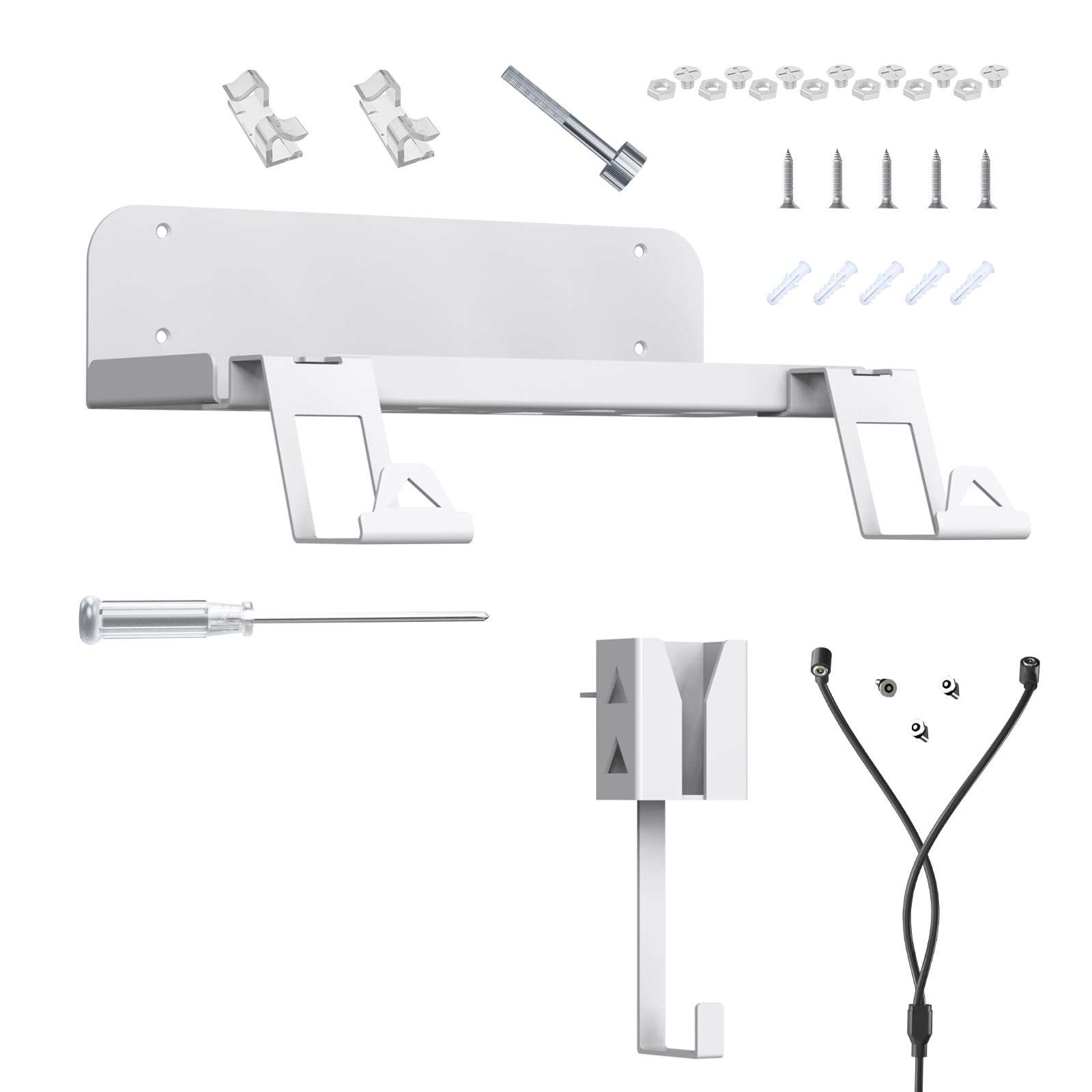 Wall Mount Game Host Rack Storage Bracket Anti-Slip Holder With Charging Cable & Screws Kit ForPS5 Console Controller Bracket Wall Mount Bracket Forps5 Multifunction Game Host Rack Storage Bracket 1