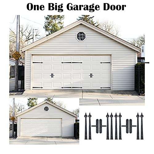 SANKEYTEW Garage Door Magnetic Decorative Hardware Kit, 4 Hinges 2 Handles Door Carriage Accents for 1 Car Garage, Strong Magnets, Color Black 4