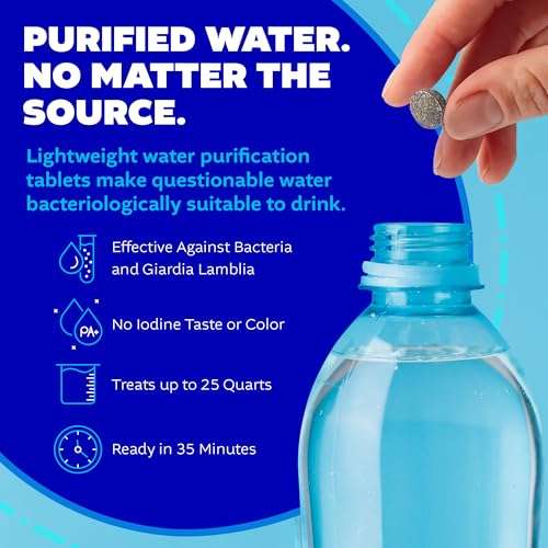 Potable Aqua Water Purification Tablets with PA Plus, Portable and Effective Solution for Camping, Hiking, Emergencies, Natural Disasters and International Travel, Two 50ct Bottles 3