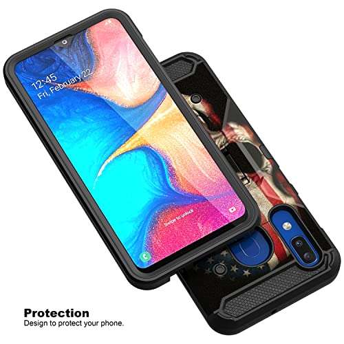 TurtleArmor | Compatible with Samsung Galaxy A20 Case | A30 Case [Armor Pro] Full Body Protection Armor Hybrid Kickstand Rugged Holster Belt Clip Case - US Flag Skull 4