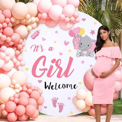 It's A Girl Sign Decls for Backdrop Baby Shower Decorations for Girl Welcome Home Baby Girl Decals Sign for Balloon Arch Baby Elephant Gender Reveal Party Signs 5