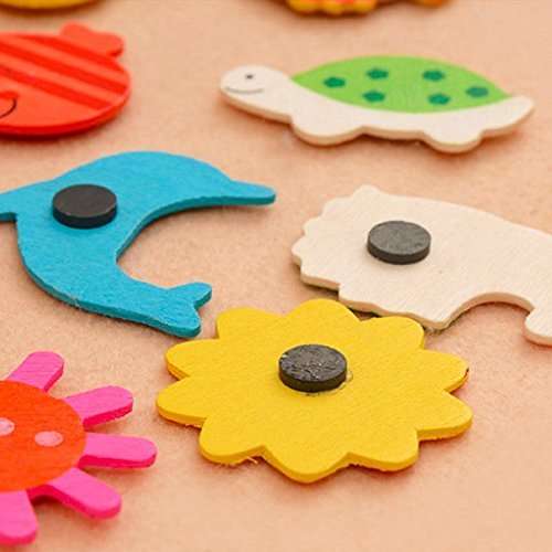 eS³kube Nature Themed Wooden Cartoon Magnets (Assorted) - Set of 48 4