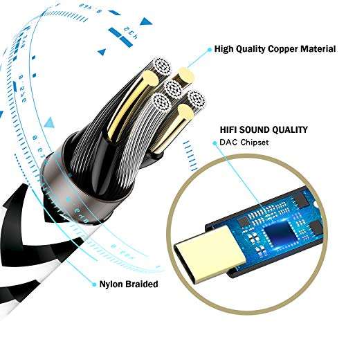 SYIHLON USB C to 3.5mm Aux Cable, Braided Type C to 3.5mm Audio Cable Car Aux Cord for Google Pixel 2 3 4XL, iPad Pro 2018, OnePlus 6T/7/7 Pro, Galaxy Note 10/10+ S20+, Moto Z, HTC and More (3.3Ft) 4