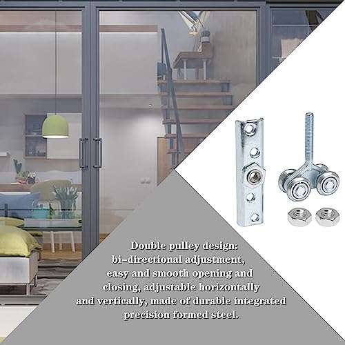 Dia 24mm Steel Double Wheel Rail Hanging Trolley Silver Sliding Track Roller Hanging Barn Door Rail Trolley Wheel H4-3 w/Nuts 6