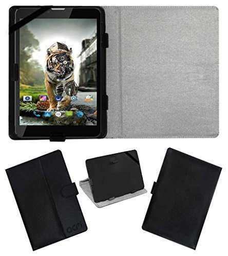 Acm Leather Flip Flap Case Compatible with Ikall N4 4g Tablet Cover Stand Black