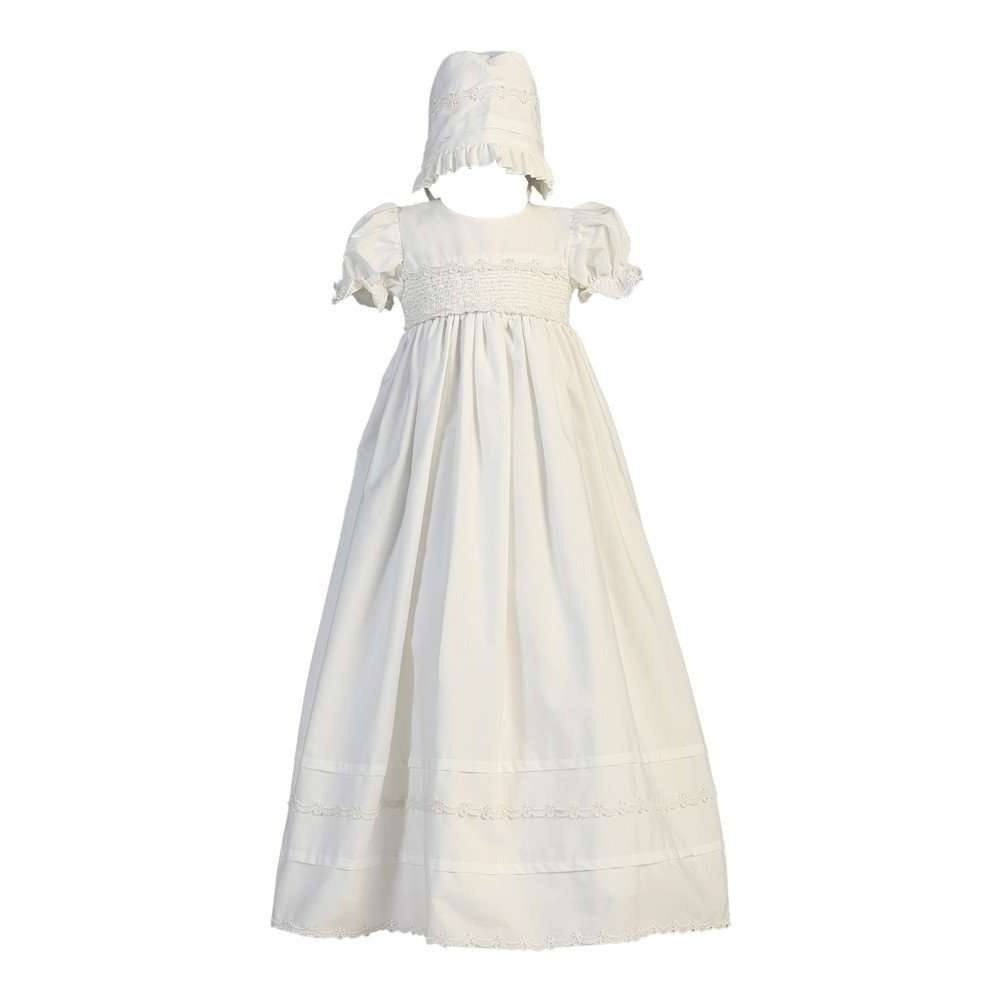 Girls Cotton Christening Gown Dresses with Bonnet Set - Baby or Infant Girl's Christening Dress - 6 Months White 1
