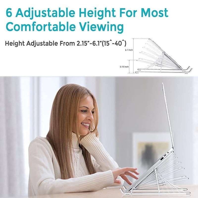 CASE PLUS Laptop Stand/Laptop Holder Riser/Computer Tablet Stand 6 Angles Adjustable Aluminum Ergonomic Foldable Portable Desktop Holder (Laptop Stand - 26CM) New01 3