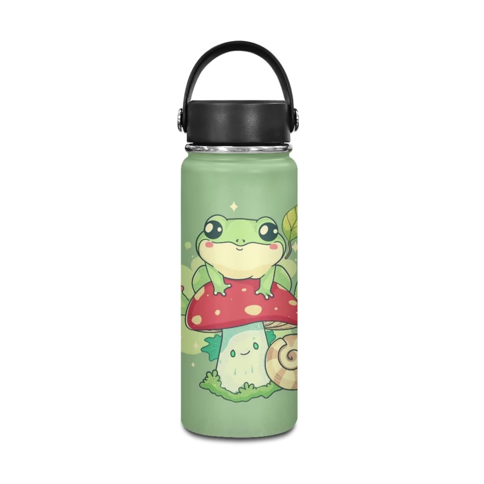 Bivxisrvo Green Frog Water Bottle Stainless Steel Insulated Vacuum Flask Thermos Lightweight Coffee Cup Travel Mug Leakproof Water Bottles Keep Cold 4-6 Hour Back To School Supply