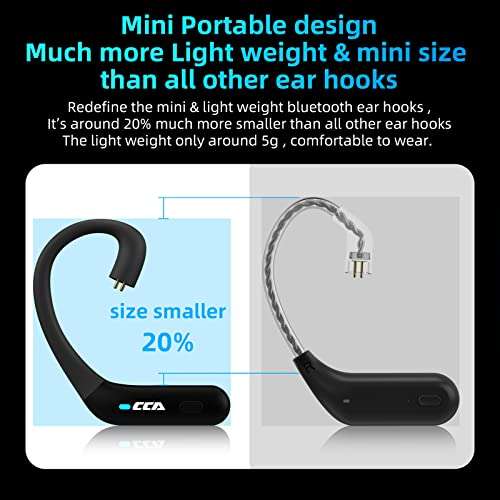 CCA BTX Bluetooth 5.2 Module IEM Bluetooth Adapter with Mic Waterproof Ear Hook Extra Long Battery Life Bluetooth Cable for ​KZ ZS10 PRO/ZSN Pro X/ZSN PRO/ZSN/AS16/ZAX/DQ6 CA16 /C12/CRA(C pin) 4