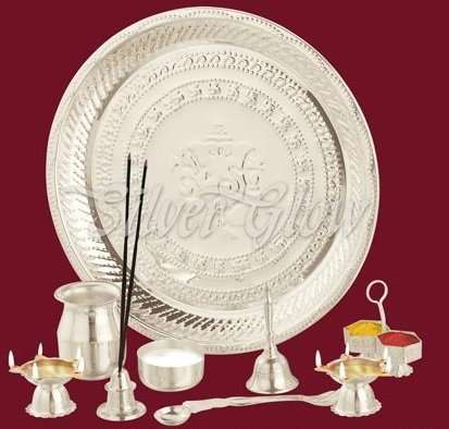 9 pcs Silver Polished Puja Set 2