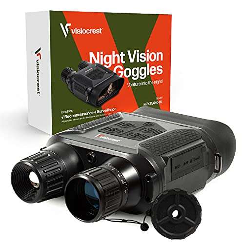 Visiocrest Night Vision Binoculars with Digital Infrared System, 10x35, 2x Zoom, 10x Magnification, High Relative Brightness, 4 - 8 Apparent Angle of View, Adult Hunting Gear, 32GB Memory Card