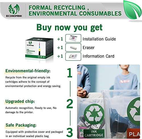 Economink Remanufactured Ink Cartridge Replacement for HP 61 Black HP61 for Envy 5530 4500 4502 5535 OfficeJet 4630 4635 4632 DeskJet 2540 1010 3050a 2542 2549 3510 2541 2548 1055 1512, 2-Pack 2