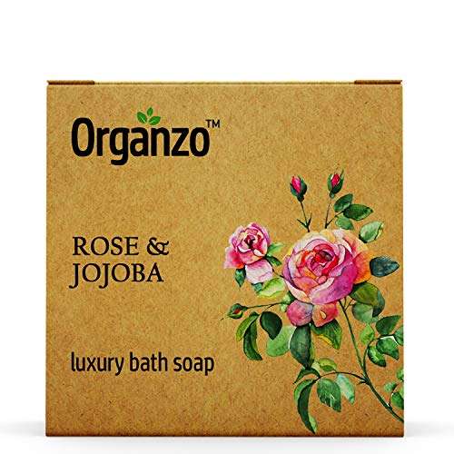 Organzo Organic Natural Hand Made Luxury Bathing Soap with Rose & Jojoba, Kokum Butter & Frankincense Chemical Free, Cold pressed Paraben Free SLS Free 100gm (Pack of 2) 2