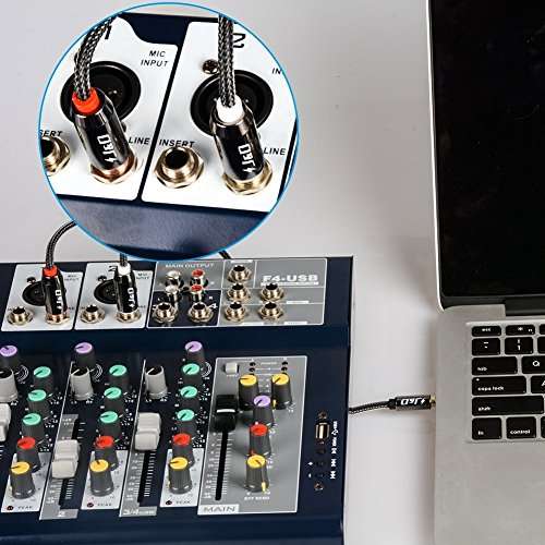 J&D 3.5mm 1/8 inch TRS Male to Dual 6.35mm 1/4 inch TS Male Mono Stereo Y-Cable Splitter for Amplifiers/Mixer Audio Recorder, Zinc Alloy Housing, Nylon Braid, Gold Plated Copper Shell, 6 Feet 5