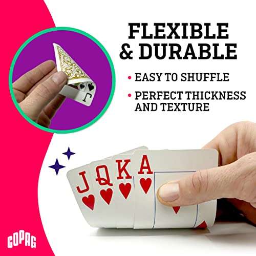 Copag 1546 Design 100% Plastic Playing Cards, Poker Size (Standard) Jumbo Index Orange/Brown Double Deck Set 3