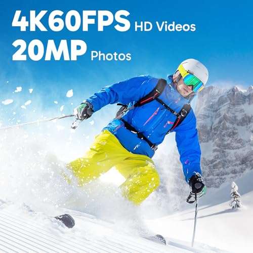 AKASO Brave 4 Elite 4K60fps Action Camera All-in-One Waterproof Camera with 64GB Storage, HD Touch Screen, Image Stabilization, Remote Control, Built-in 1650mAh Battery and Accessory Kit 2