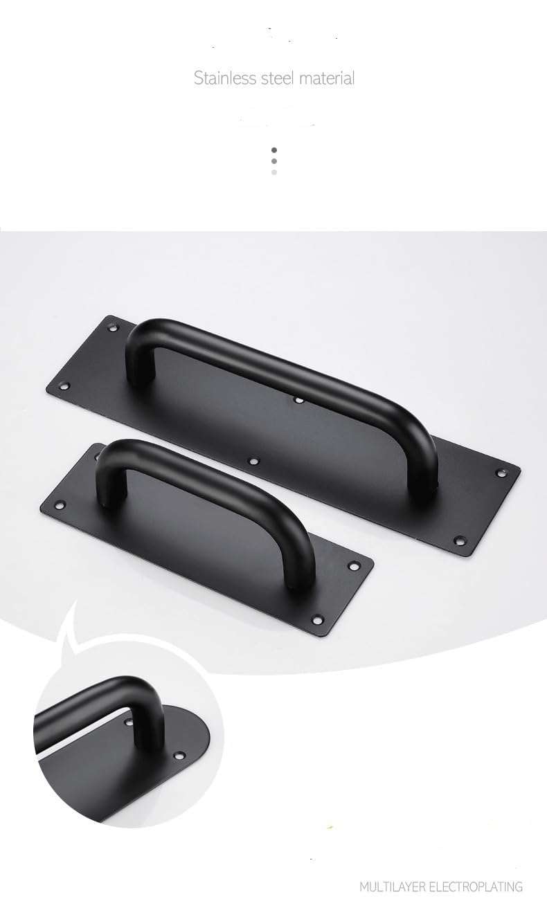 SUYA 12 Inches Push Pull Door Handles Premium Commercial Sliding Barn Door Handle Pull and Push Plate for Front/Back Door/Mark/Restaurant/High Traffic Areas,Matte Black (2pcs) 3